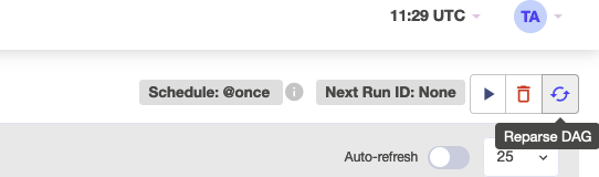 DAG Reparsing button on DAG detail page