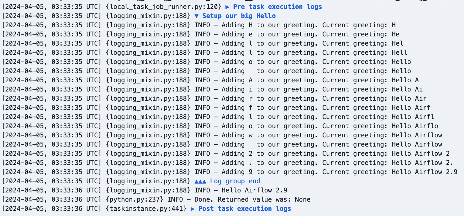 Custom log grouping expanded